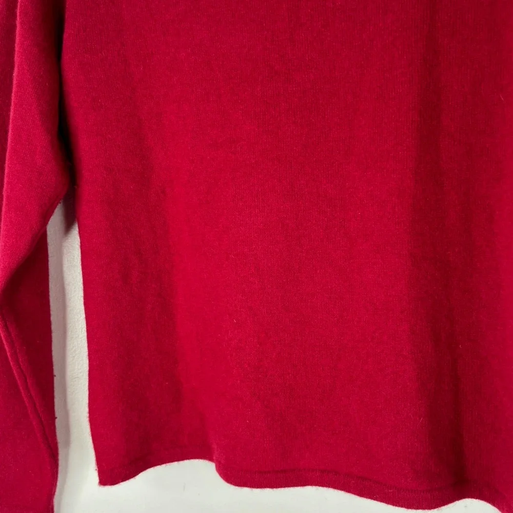 Mainbocher Sweater Womens L Red 100% Cashmere V-Neck Long Sleeve Knit Pullover
